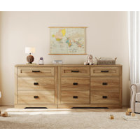 Laziza Modern Farmhouse Wooden Dresser Combo With 9 Drawers For Kids by Gracie Oaks