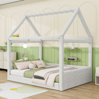 Full Upholstered House Daybed with LED Light Strips by Harper Orchard