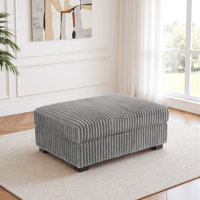 Upholstered Faux Rabbit Fur Flannel Rectangle Ottoman, Single Ottoman Modular Part For Sectional Sofa by Ebern Designs