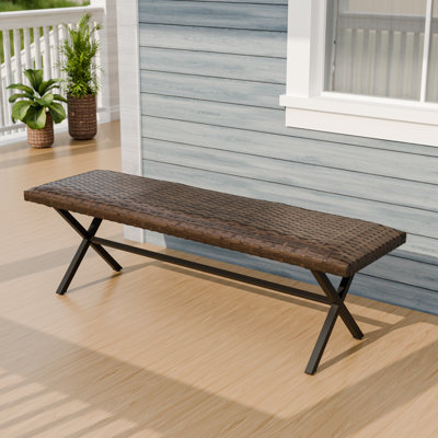2-Seat PE Wicker Bench for Outdoor & Indoor by 17 Stories