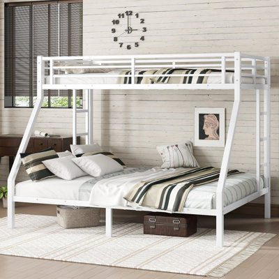 Metal Twin XL Over Queen Bunk Bed for Adults & Teens, Noise-Free, Space-Saving Frame, No Box Spring Needed, White by Ivy Bronx