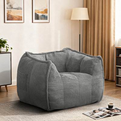 Kirtis Teddy Fabric Bean Bag Chair Foam Filled Bean Bag Sofa for Living Room by Mercer41
