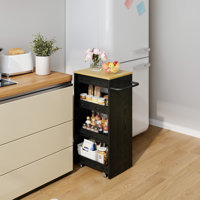 Rolling Kitchen Cart With Quiet Casters, 15.8" W X 31.5" H, Kitchen Island Table With Pull-Out Shelves & Organizer Drawer For Kitchen, Bathroom And La by Ebern Designs