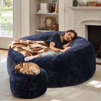 Nathasa Big Bean Bag Chairs With Ottoman Large Bean Bag Chair For Adults, Memory Foam Couch Boneless Chair Home Sofa For Living Room, Bedroom by Ivy Bronx