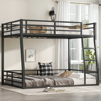 Metal Bunk Bed for Teens & Adults, Heavy-Duty Frame, Space-Saving, Noise-Reduced, No Box Spring, Black by Ivy Bronx
