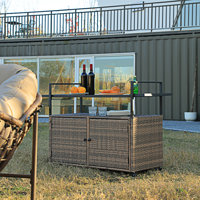 Outdoor Wicker Bar Cart(No Include Stool)