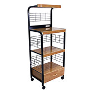 59.5" Tall 3-Tier Microwave Kitchen Cart With Drawer And Outlet(No Include Stool) by Lark Manor