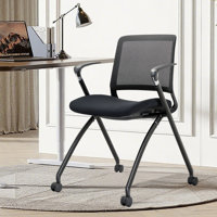 Black Mesh Office Task Chair with Arms and Rolling Casters​ by Ivy Bronx