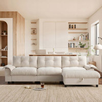 Sectional Sofa with Dual-Port Charging, Cup Holder, Side Storage Pockets, Movable Storage Ottoman by Mercer41
