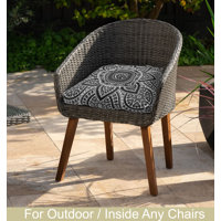 Indoor Outdoor Waterproof Chair Seat Pads Cushion – 19X19 Inches – Thick Patio Garden Furniture Cushions With Ties by Bungalow Rose