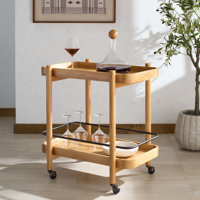 Krystof Wood 2 Shelf Barcart by Hokku Designs