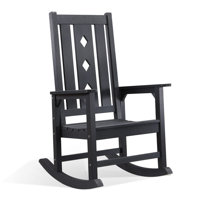 Premium Oversized Rocking Chair - All-Weather Poly Lumber Porch Rocker with 350lb Capacity, Real Wood Look & Tool-Free Assembly for Patio, Garden, Law