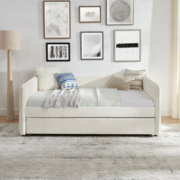 Daybed With Trundle Upholstered Tufted Sofa Bed, Boucle Fabric by Latitude Run