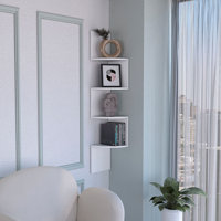 Rosset Corner Shelf, Modern Full-Wall Design With Multiple Shelving by Ebern Designs
