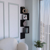 Rosset Corner Shelf, Modern Full-Wall Design With Multiple Shelving