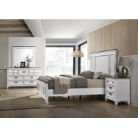 Clelane Wood Bedroom Set with Shiplap Panel Bed, Dresser, Mirror, and Nightstand by One Allium Way