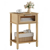 Nightstand Wooden Bedside Table With Drawer Night Stands Modern Style Small End Table Side Table With Storage Shelf by Latitude Run