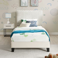 Findlay 2-Piece Bedroom Set, Plush 3D Upholstered Bed with Nightstand by Red Barrel Studio