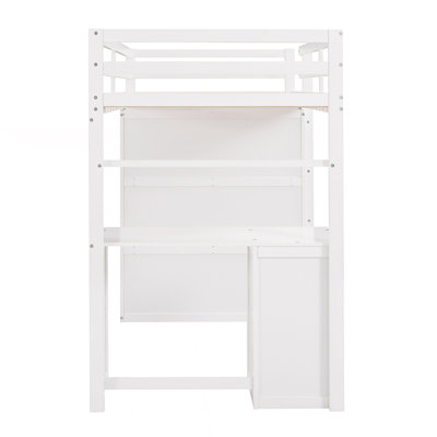 Loft Bed With Drawers, Desk And Wardrobe by Everly Quinn