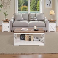 3 Piece Farmhouse Coffee Table Set 40 in with 2 End Table for Living Room by Ophelia & Co.