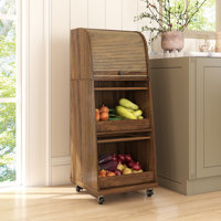 Movable Onion And Potato Storage Bins, Potato Bins With Wheels And Door, Fruit And Vegetable Basket Storage, Food Kitchen Pantry Cabinet
