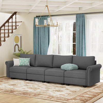 120" Wide 4-Seat Modular Sectional with Storage - Memory Foam & Pocket Spring, Fits 12