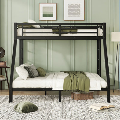 Metal Twin XL over Queen Bunk Bed for Teens and Adults,Space-Saving/Noise Reduced/No Box Spring Needed,Black by Ivy Bronx