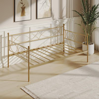 Twin daybed with Trundle, Metal Twin Daybed, Day Bed Sofa Bed Frame with Steel Slat Support, Multifunctional Daybed Frame