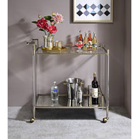 Cirro Antique Mirror & Wire Brass Finish Serving Cart(No Include Stool) by Mercer41