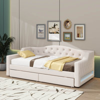 Twin XL Daybed Enhanced With LED Lighting And Dual-Drawer Storage by Mercer41