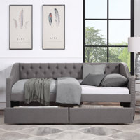 Upholstered Twin Size Daybed With Two Drawers, Wood Slat Support, And Elegant Design For Comfort And Storage by Red Barrel Studio