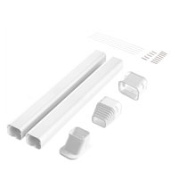 Mini Split Line Set Cover 3-inch W 7.4Ft L, PVC Decorative Pipe Line Cover For Air Conditioner with 2 Straight Ducts & Full Components Easy to Install by Ebern Designs