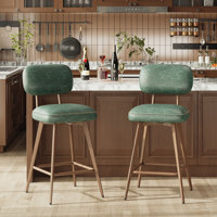 Modern Swivel Upholstered Counter Stools with Metal Frame by 17 Stories