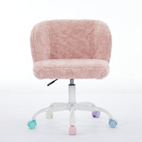 Furniture Office Chair,Artificial rabbit hair Home Office Chair with Metal Base,Adjustable Desk Chair Swivel Office Chair,Vanity Chair by George Oliver