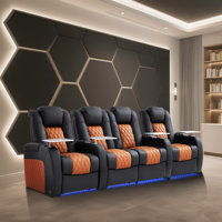 Power Sofa Zero Gravity Reclining Electricity Power Home Theater Chair Top Grain Leather Movie Chair Gaming Seat With USB Charging Tray Table Cup Hold by Orren Ellis