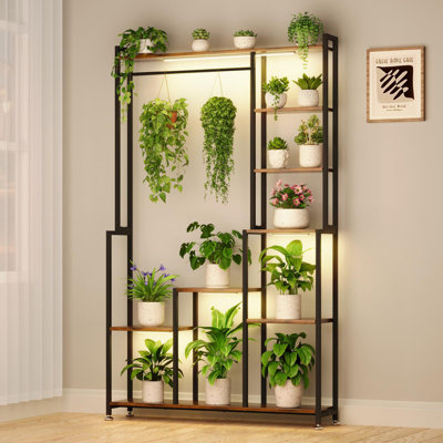 Large Plant Stand Indoor with Grow Light, 71 Inches Tall Plant Shelf, 8 Tiered Heavy-Duty Metal Plant Stand, Square Flower Stand Display Rack for Livi by 17 Stories