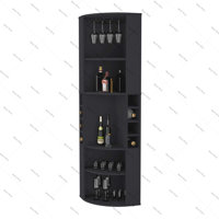 FM FURNITURE Clifton Corner Bar Cabinet, with 5 shelves,Cup Hanger and Eight Built-in Wine Rack,Macadamia by Hokku Designs
