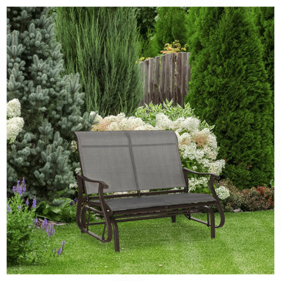 2-Person Outdoor Glider Bench,Patio Glider Loveseat Chair With Powder Coated Steel Frame,2 Seats Porch Rocking Glider For Backyard, Lawn, Garden And P by Ebern Designs