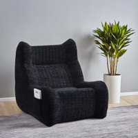 Oversized Chenille Bean Bag Chair with Armrests for Adults – Comfy Floor Lounge Chair for Living Room or Bedroom