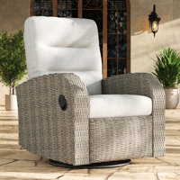 Oversized Wicker Outdoor Swivel Glider Recliner Chair with Cushions by Rosecliff Heights