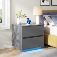 Modern Style Wooden Nightstand With Body Sensor Light And Two Drawers by Wrought Studio
