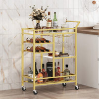 3-Tier Bar Cart for Home with Glass Top by Latitude Run