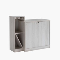 Bar Cabinet, Wine Bottle Storage Display Kitchen Cabinet, Holds 4 Wine Bottles- White Oak by George Oliver
