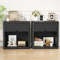 24"W Modern Farmhouse 1-Drawer Nightstand With Charging Station by Latitude Run
