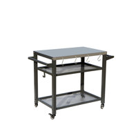 3-Shelf Outdoor Grill Table, Grill Cart With Wheels, Outdoor Pizza Oven And Food Prep Table, Blackstone Table With Stainless Steel Tabletop, Grill Sta by Latitude Run