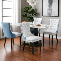 Seita Modern Velvet Wingback Tufted Solid Wood Upholstered Dining Chairs by Red Barrel Studio