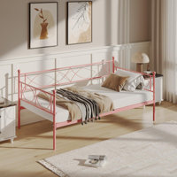 Twin Daybed With Trundle, With Steel Slat Support by Ebern Designs
