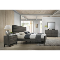 Ioana Antique Grey Finish Wood Bed Room Set, Bed, Dresser, Mirror, Night Stand by Hokku Designs