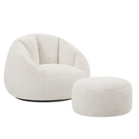 360° Rotating Shell Lazy Sofa with Ottoman - Removable Breathable Plush Chaise Lounge for Living Room by Trule