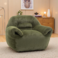 42.5" WVelvet Adult Bean Bag Chair With Storage Armrest by Latitude Run